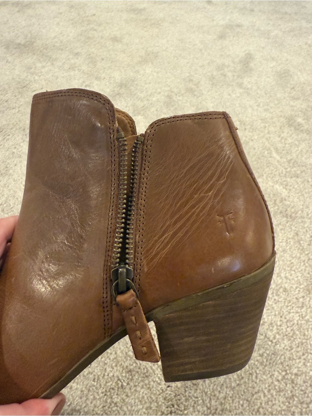 Frye Cognac Leather Pointed Ankle Boots - Picture 4 of 4